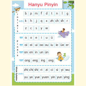 This Hanyu Pinyin chart is an essential tool for anyone beginning to learn Chinese. It methodically displays all the phonetic components needed to master Chinese pronunciation, including initials, finals, and tone variations. The chart is designed to be both kid-friendly and informative, making learning Chinese accessible and engaging.